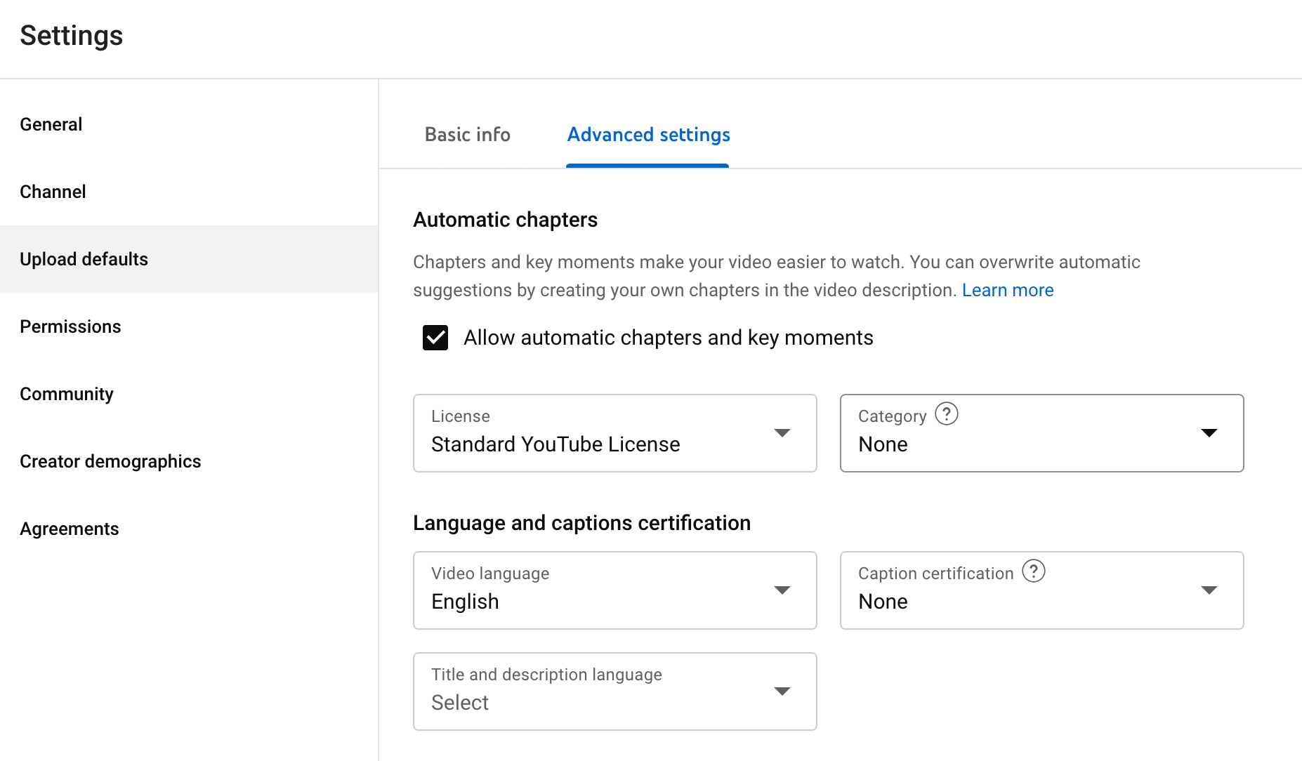 YouTube Automated Timestamps Settings